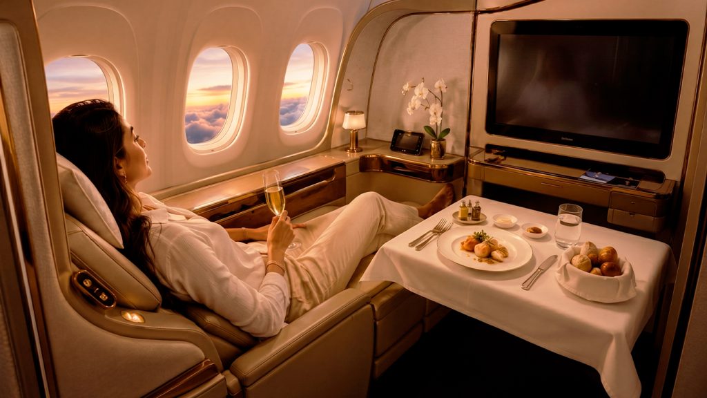 Pasajera en vuelo de lujo para soñar con el Sorteo Extraordinario de Colombia