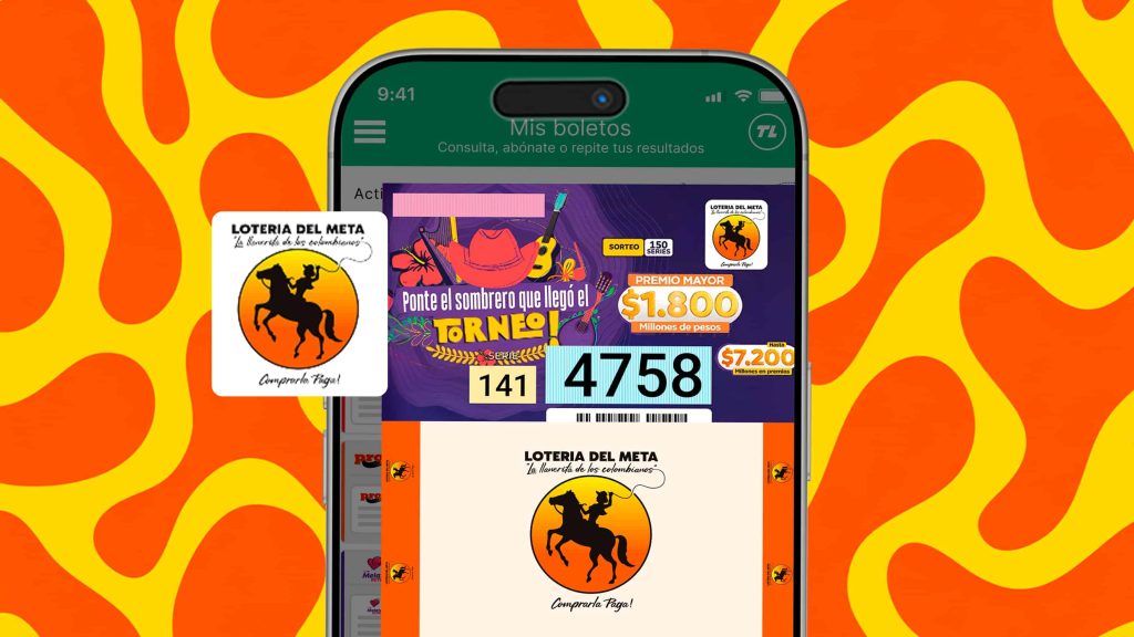 Celular con la app de TuLotero para mostrar cómo jugar a la Lotería del Meta